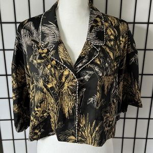 Cropped Short Sleeve Blouse/Jacket with Beautiful Beading Size XXL